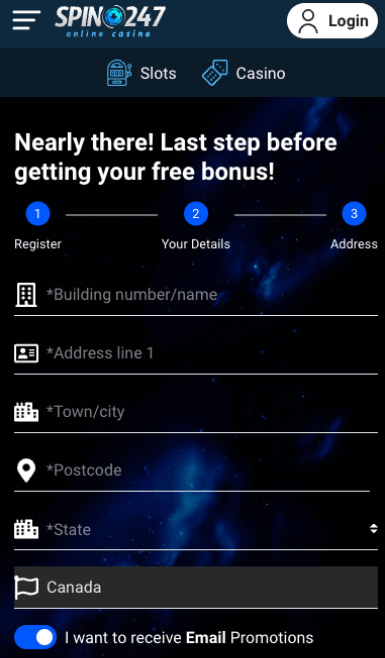 Spin247 Casino Registration Process Image 3