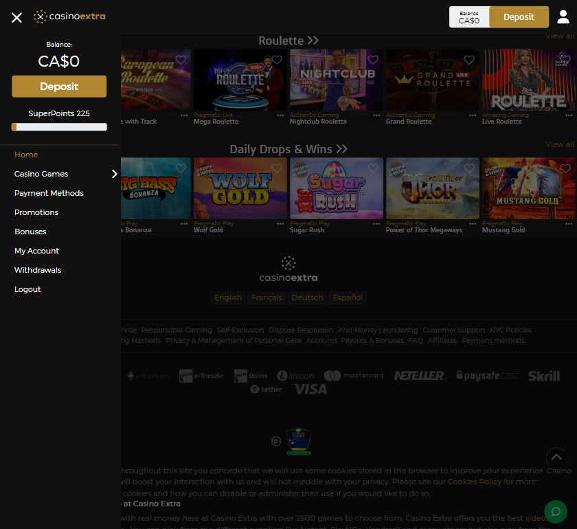 Casino Extra Desktop Preview 1