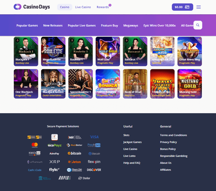 Casino Days Desktop Preview 2
