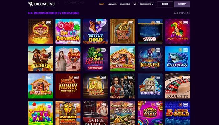 Duxcasino Recommended Games Preview
