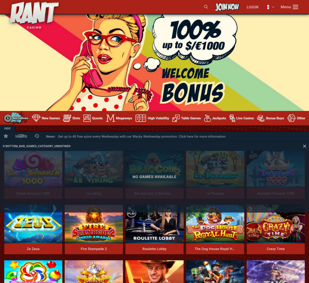 Rant Casino Desktop Preview 1
