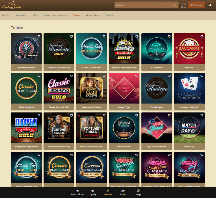 Captain Cooks Casino Desktop Preview 2