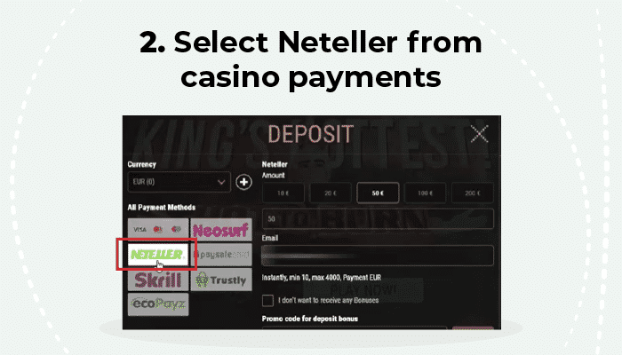 Select Neteller from casino payments