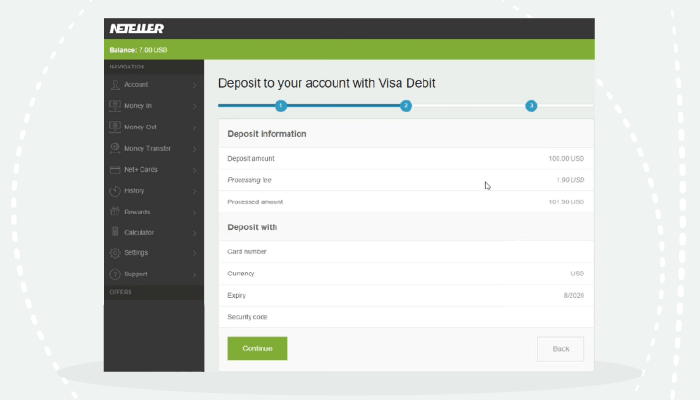 Neteller deposit with Visa Debit