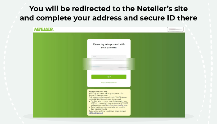 Secure code and address on Neteller site