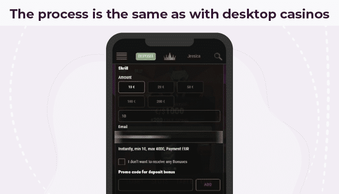 Deposit with Skrill on desktop or mobile