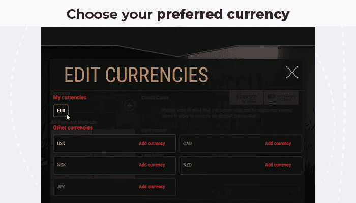 Choose your currency