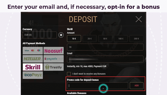Deposit with Skrill