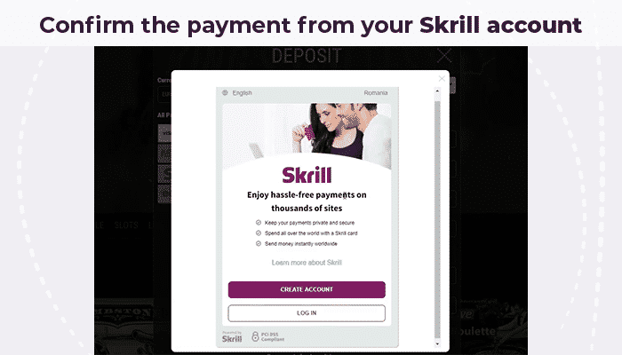 Confirm payment from Skrill account