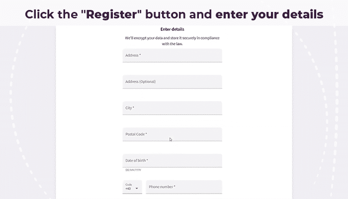 Register Button Skrill account