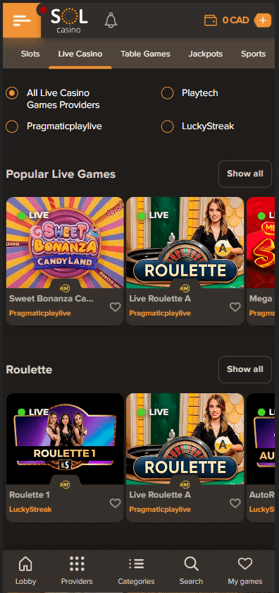 Live Dealer Casinos Mobile Preview 2