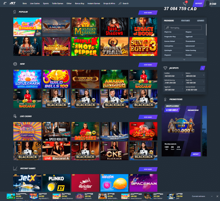 Jet Casino Desktop Preview 1