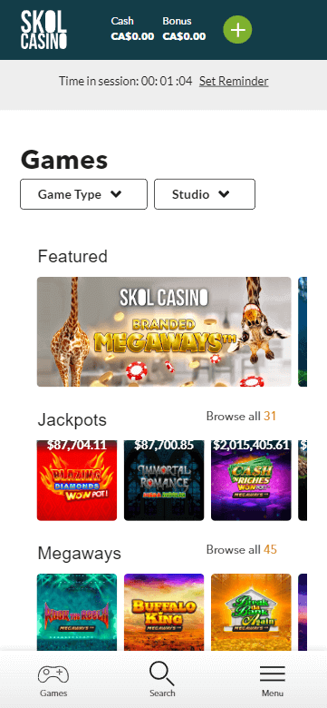 Yukon Online Casinos Mobile Preview 1