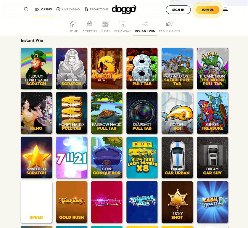 Doggo Casino Desktop Preview 1