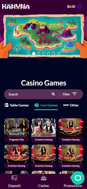 Kahuna Casino Mobile Preview 2