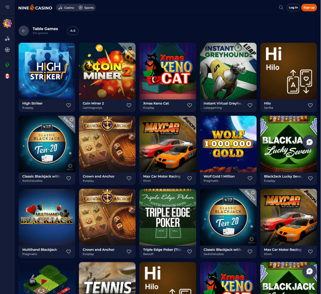 NineCasino Desktop Preview 2