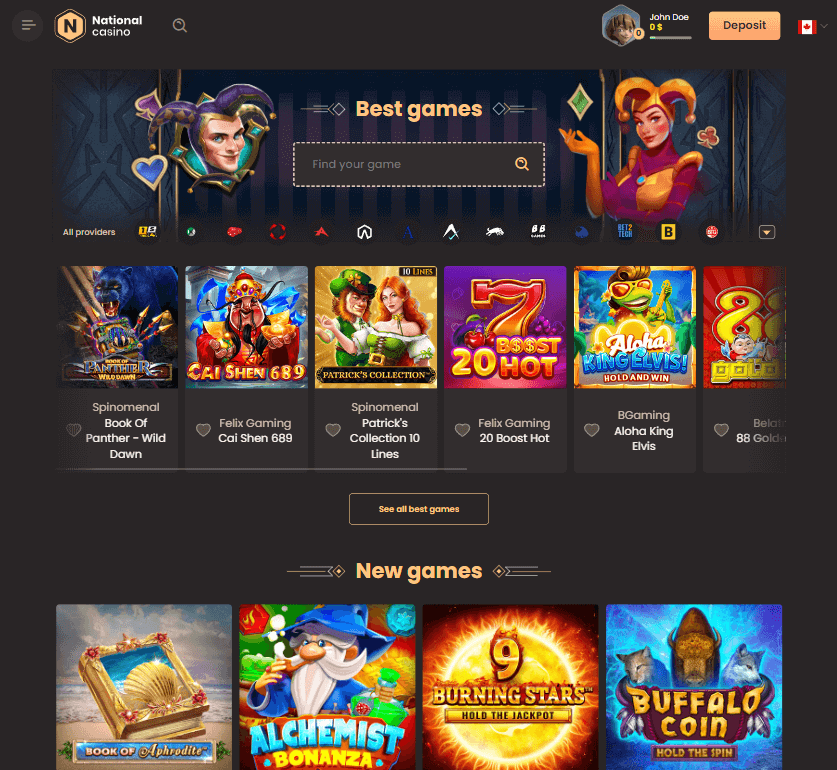 National Casino Desktop Preview 2