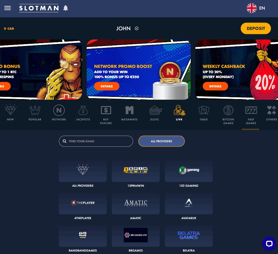 Slotman Casino Desktop Preview 2