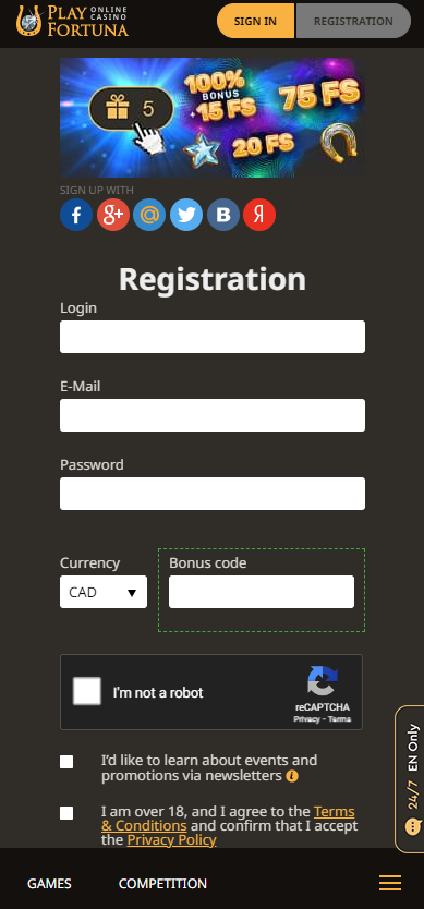 Play Fortuna Registration Process Image 1