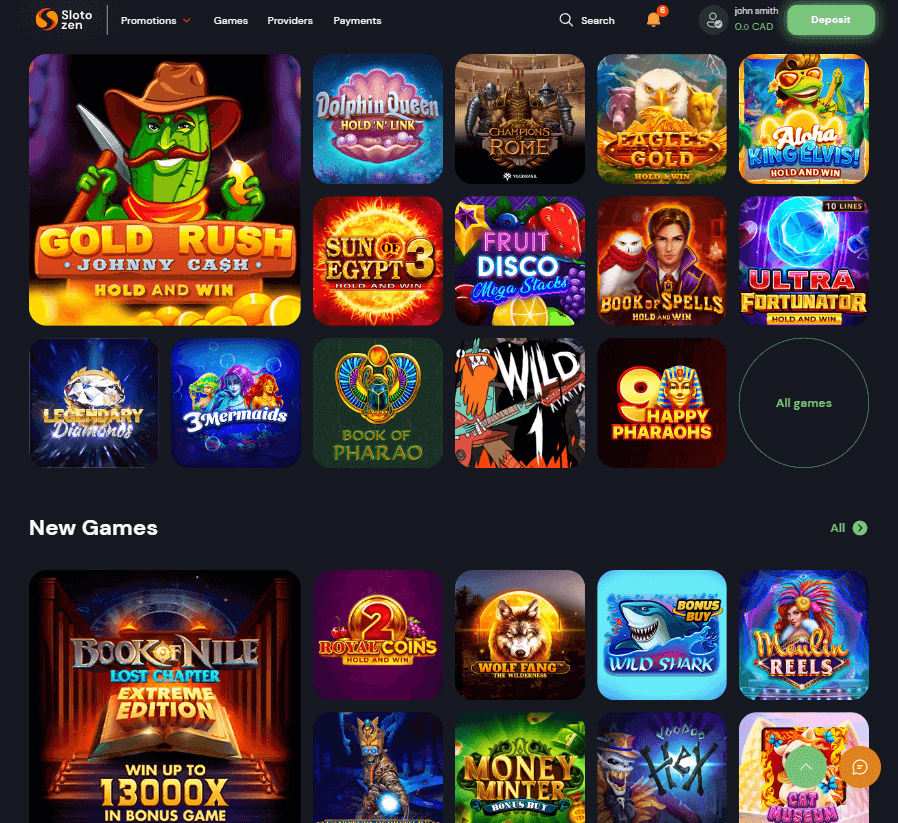 Slotozen Casino Desktop Preview 1