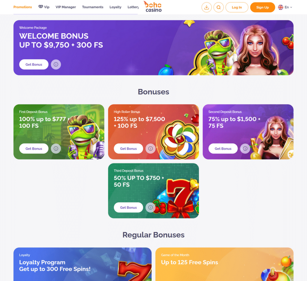 Boho Casino Desktop Preview 2