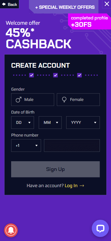 JustBit Casino Registration Process Image 3