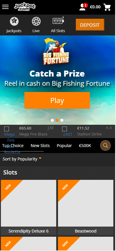 Jackpot.com Casino Mobile Preview 1