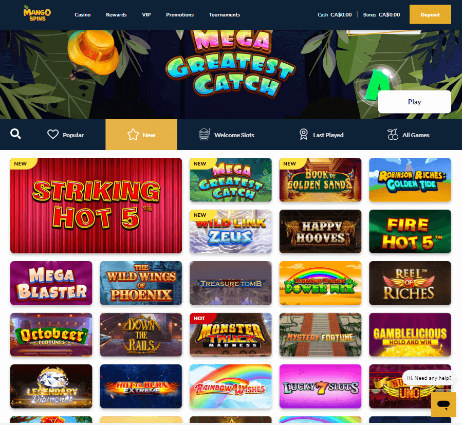 Mango Spins Casino Desktop Preview 1