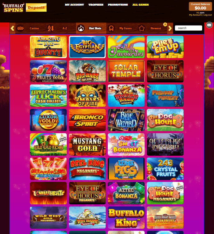 Buffalo Spins Casino Desktop Preview 1