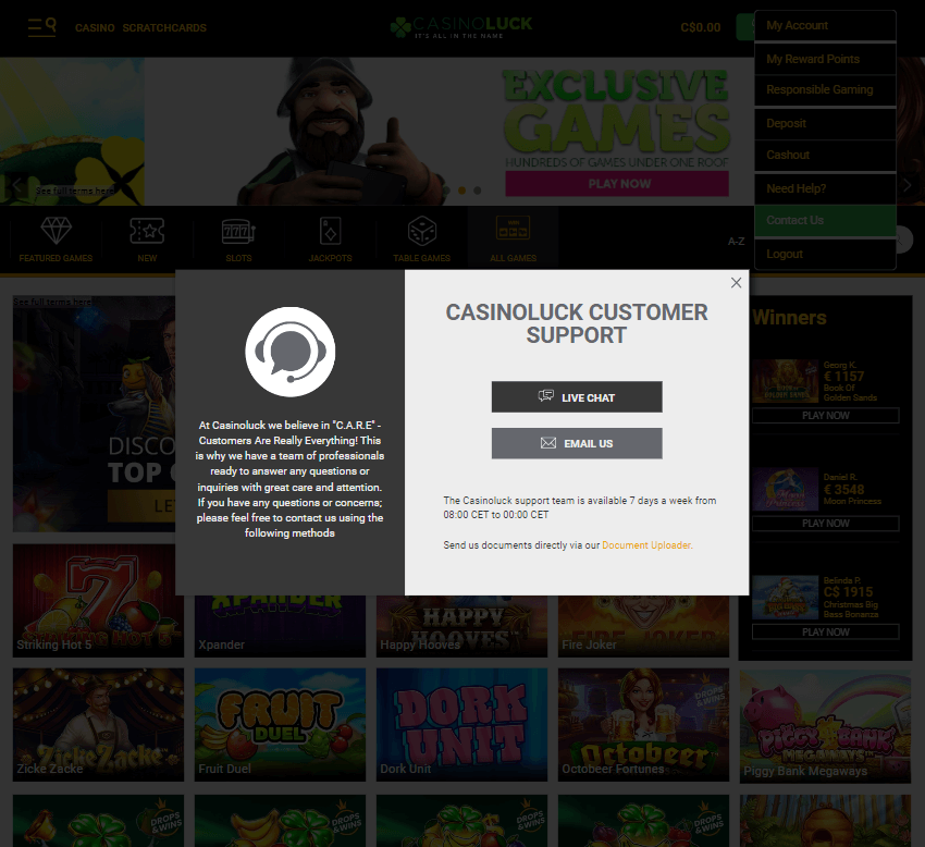 CasinoLuck Desktop Preview 1