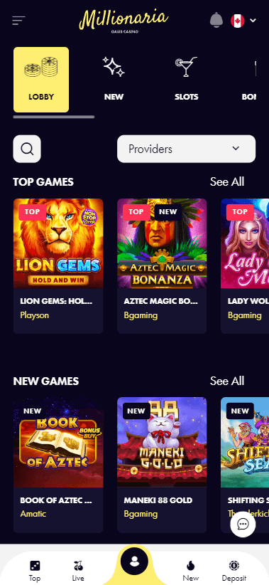 Millionaria Casino Mobile Preview 1