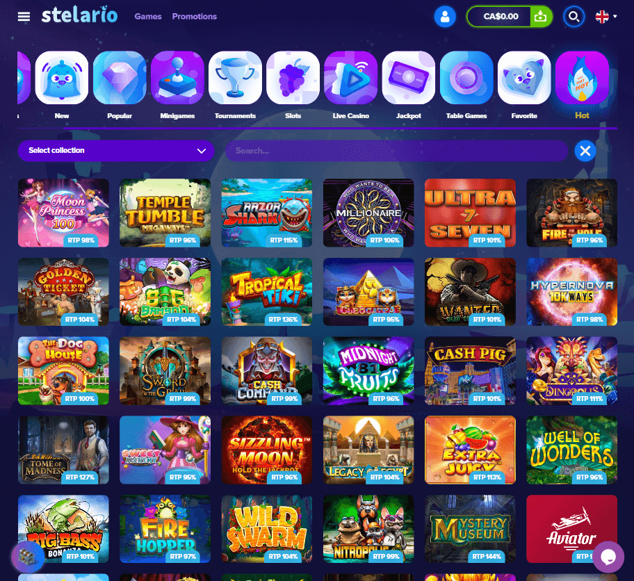 Stelario Casino Desktop Preview 1