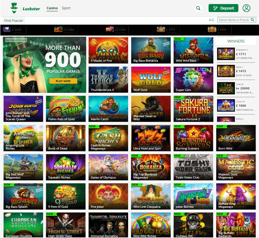 Luckster Casino Desktop Preview 1