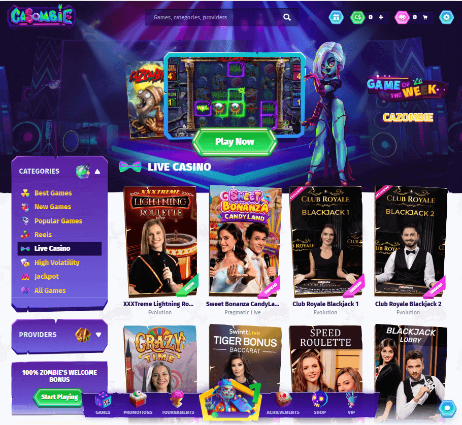 Casombie Casino Desktop Preview 2