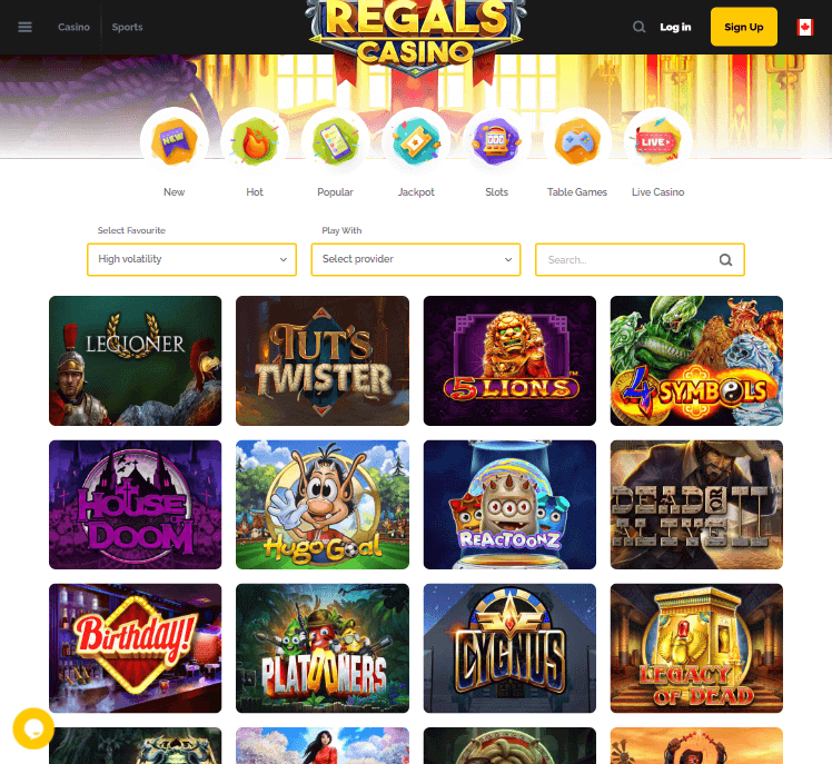 Regals Casino Desktop Preview 1