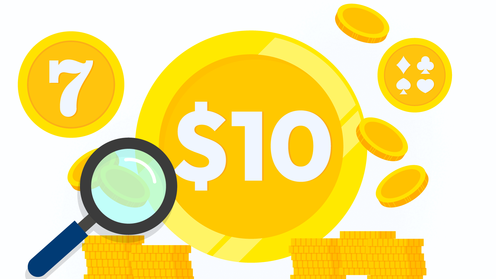$10 coin surrounded by gold coins