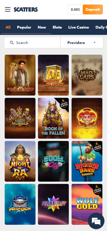 Scatters Casino Mobile Preview 1