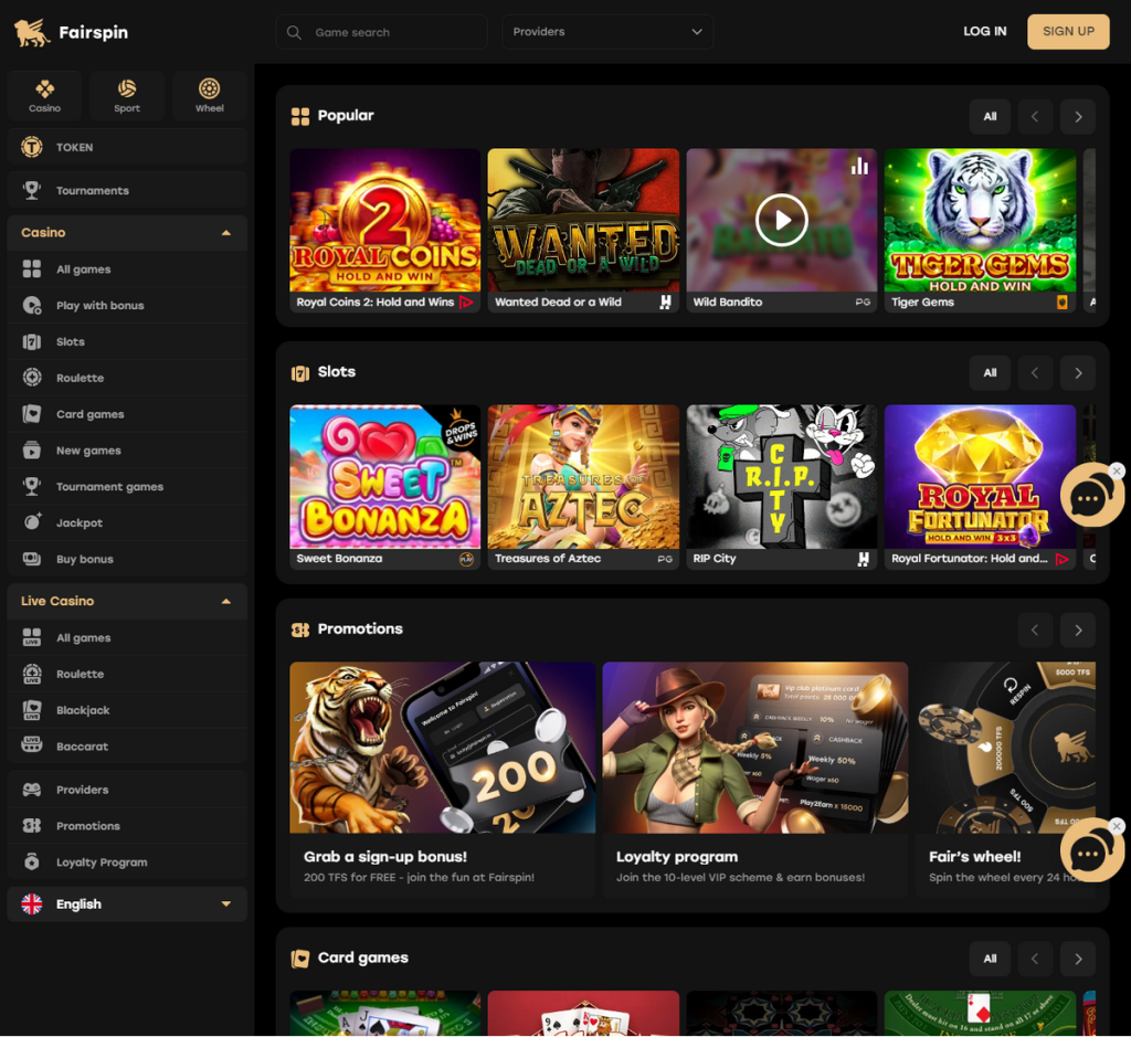 Fairspin Casino Desktop Preview 2