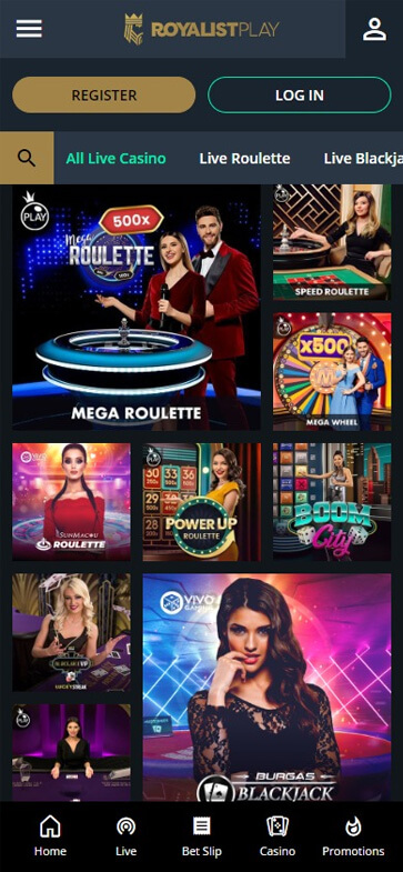 RoyalistPlay Casino Mobile Preview 1