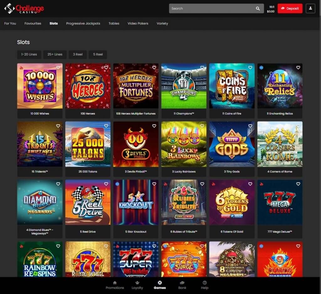 Challenge Casino Desktop Preview 1