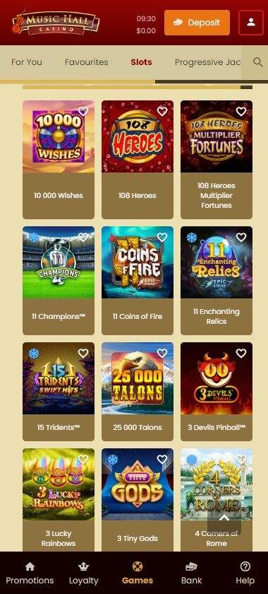 Music Hall Casino Mobile Preview 1