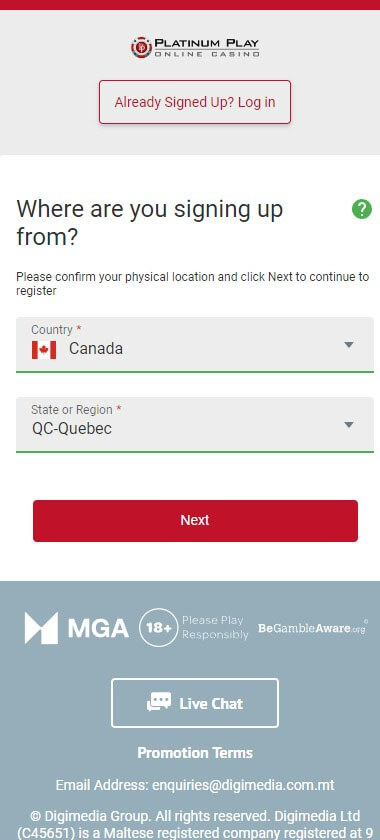 Interac Casinos Registration Process Image 1