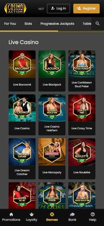 Casino Action Mobile Preview 1