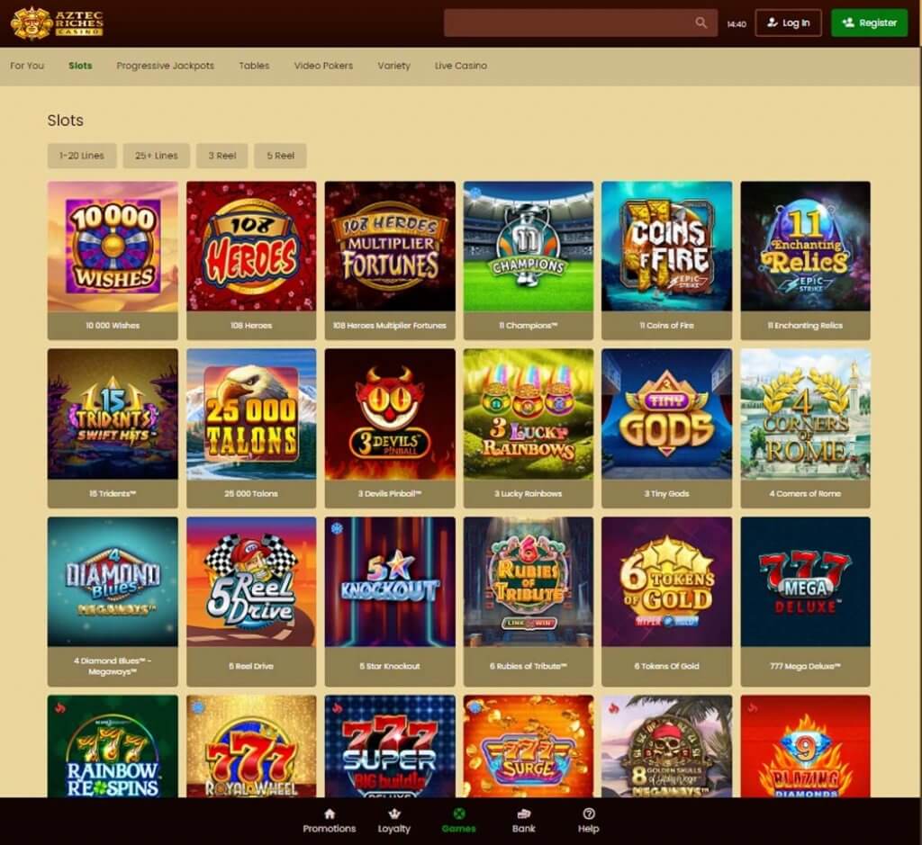 Aztec Riches Casino Desktop Preview 1