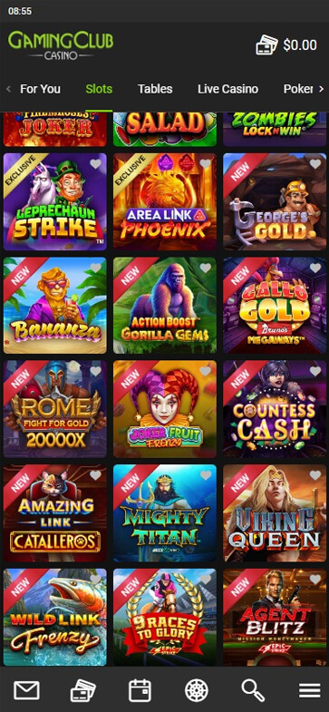 Gaming Club Casino Mobile Preview 1