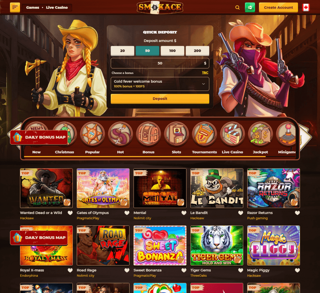 SmokAce Casino Desktop Preview 2
