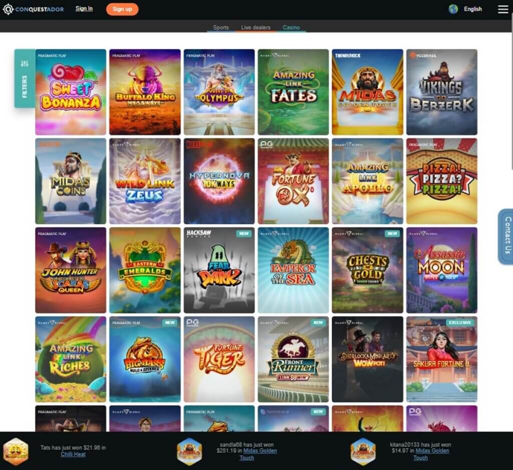 Conquestador Casino Desktop Preview 2