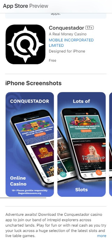 Conquestador Casino App Preview 1