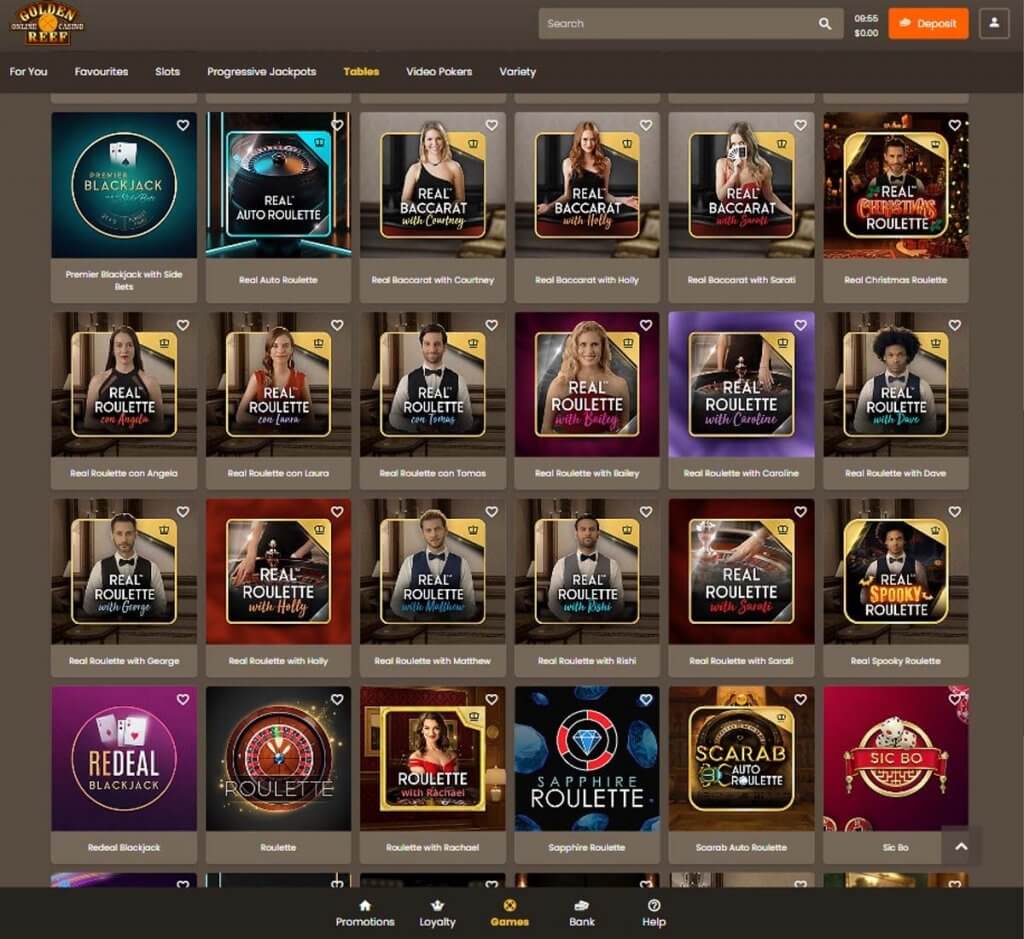 Golden Reef Casino Desktop Preview 2