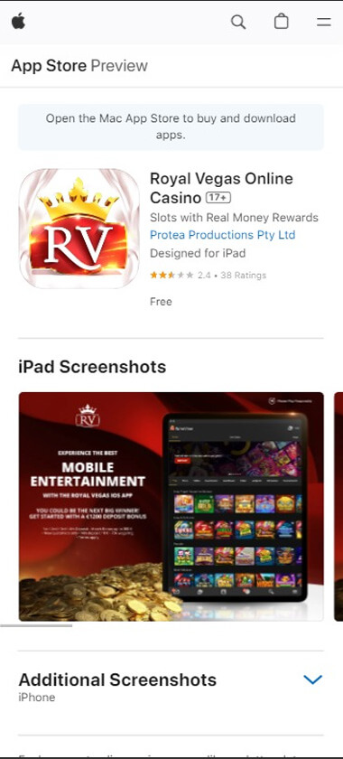 Royal Vegas Casino App Preview 3